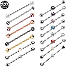 SWANJO 1 шт. 14 г G23 Титан Промышленные пирсинг Промышленные Штанги драгоценный камень Топ съемные Серьги Козелок Уха калибр, Ювелирное Украшение для тела