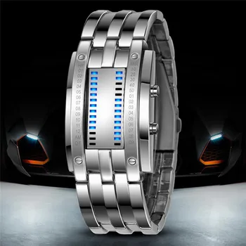 

Luxury Men's Stainless Steel Date Digital LED Bracelet Sport Watches relojes para hombre de acero inoxidable relogio masculino