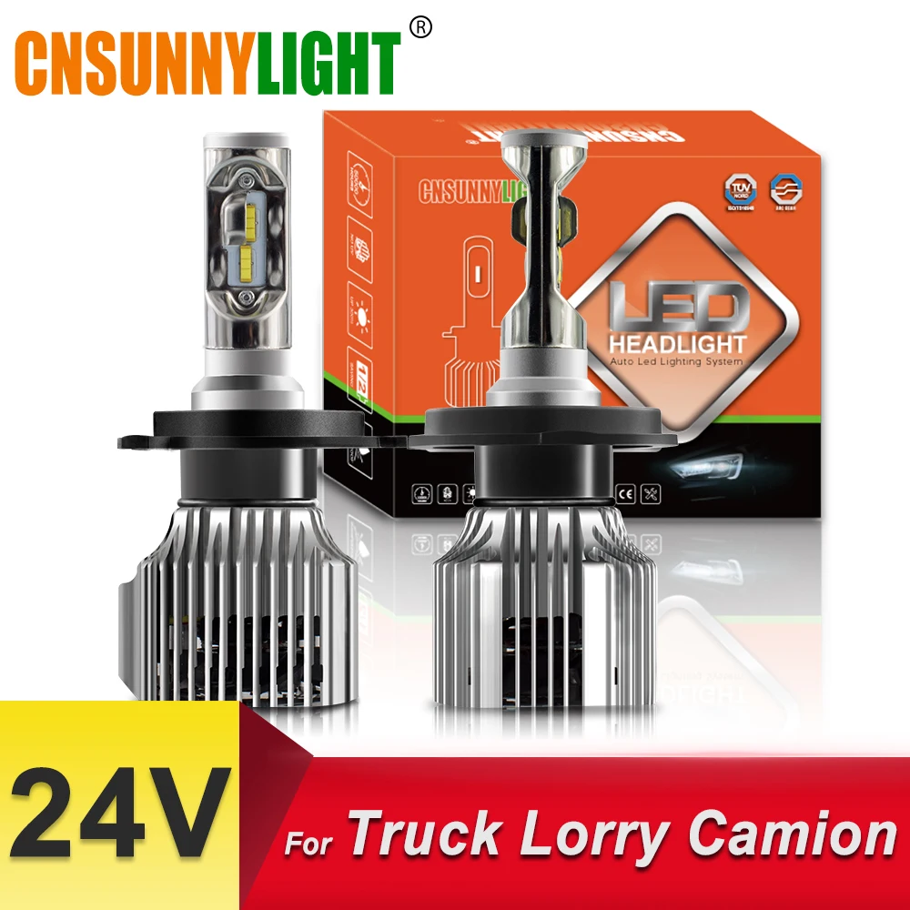 

CNSUNNYLIGHT Trucks Turbo LED H4 Hi/Lo Headlight Super Bright 8500Lm Pickup Lorry Camion Headlamp Bulbs White Lights 24V