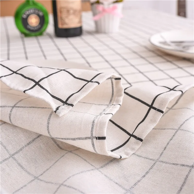  Nordic Polyester Cotton Round Table Cloth Color Yellow Rice Word Gray Arrow Cotton and Linen Printi