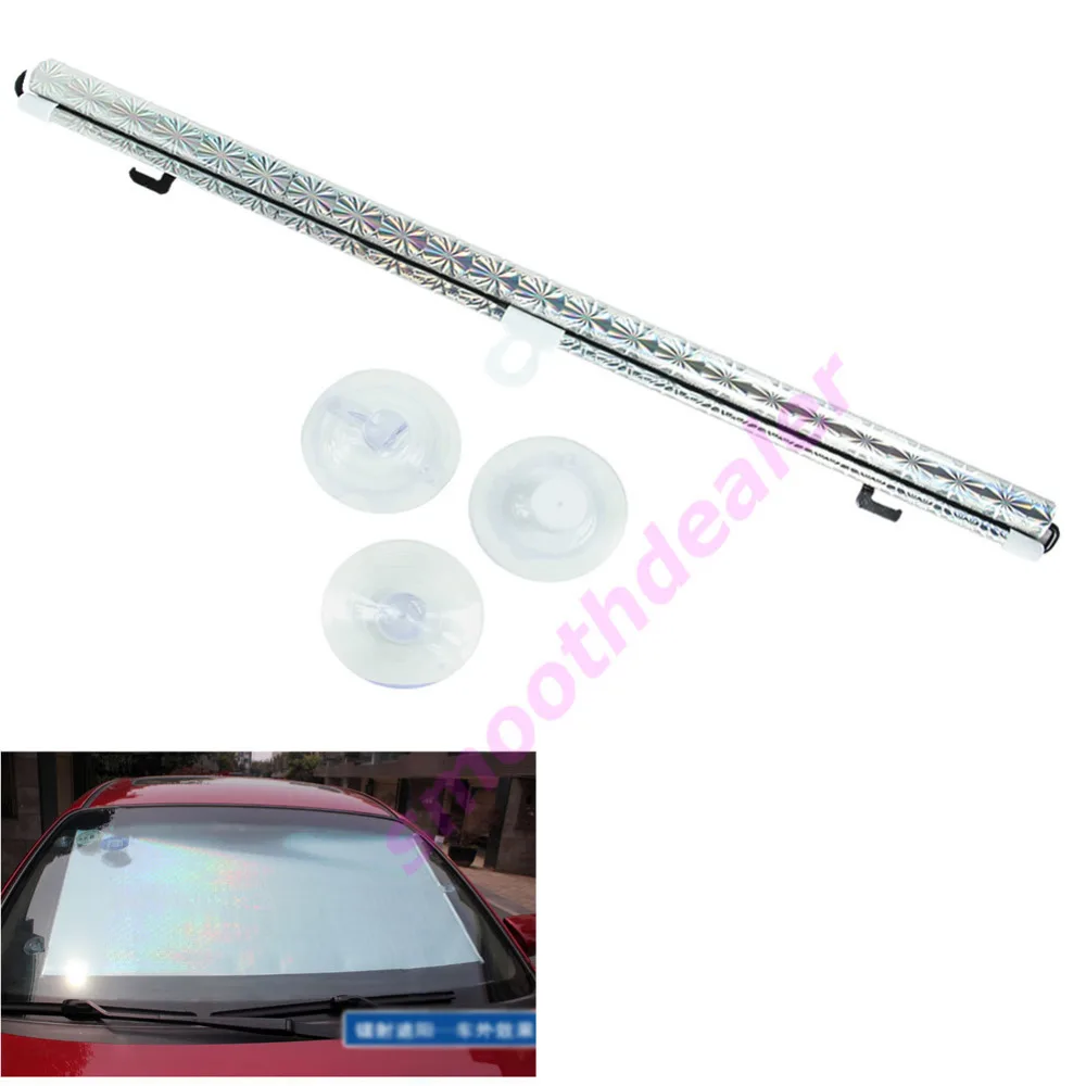 

Car Styling 58 x125cm Silver Sun Shield Visor Car Auto Window Roll Blind Sunshade Windshield Visor