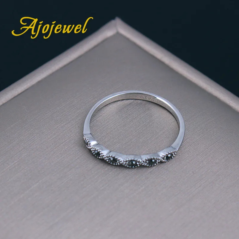 Черные маленькие винтажные простые офисные стильные кольца Ajojewel Стразы для