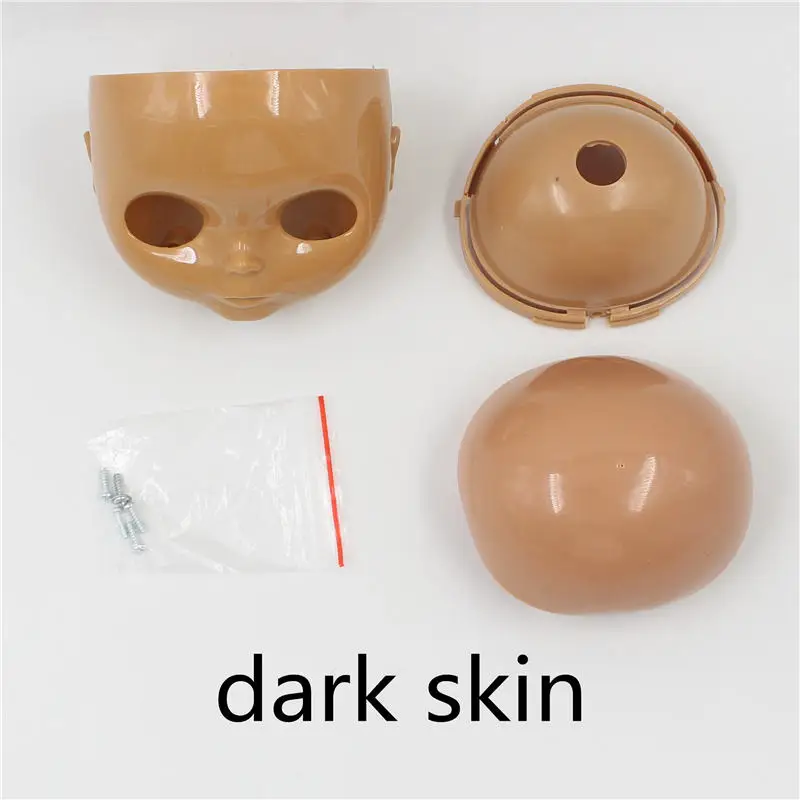 Фабрика blyth куколка головы купола лица винты DIY пользовательское лицо - Цвет: dark skin