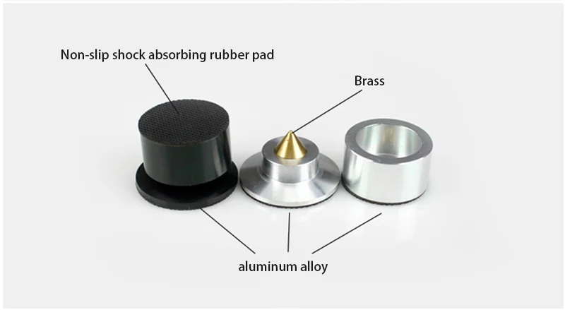 Pico + Pad Isolamento à Prova de Choque Alumínio Black Silver Suporte Hifi Amplificadores Preto 4pcs & - Image 3