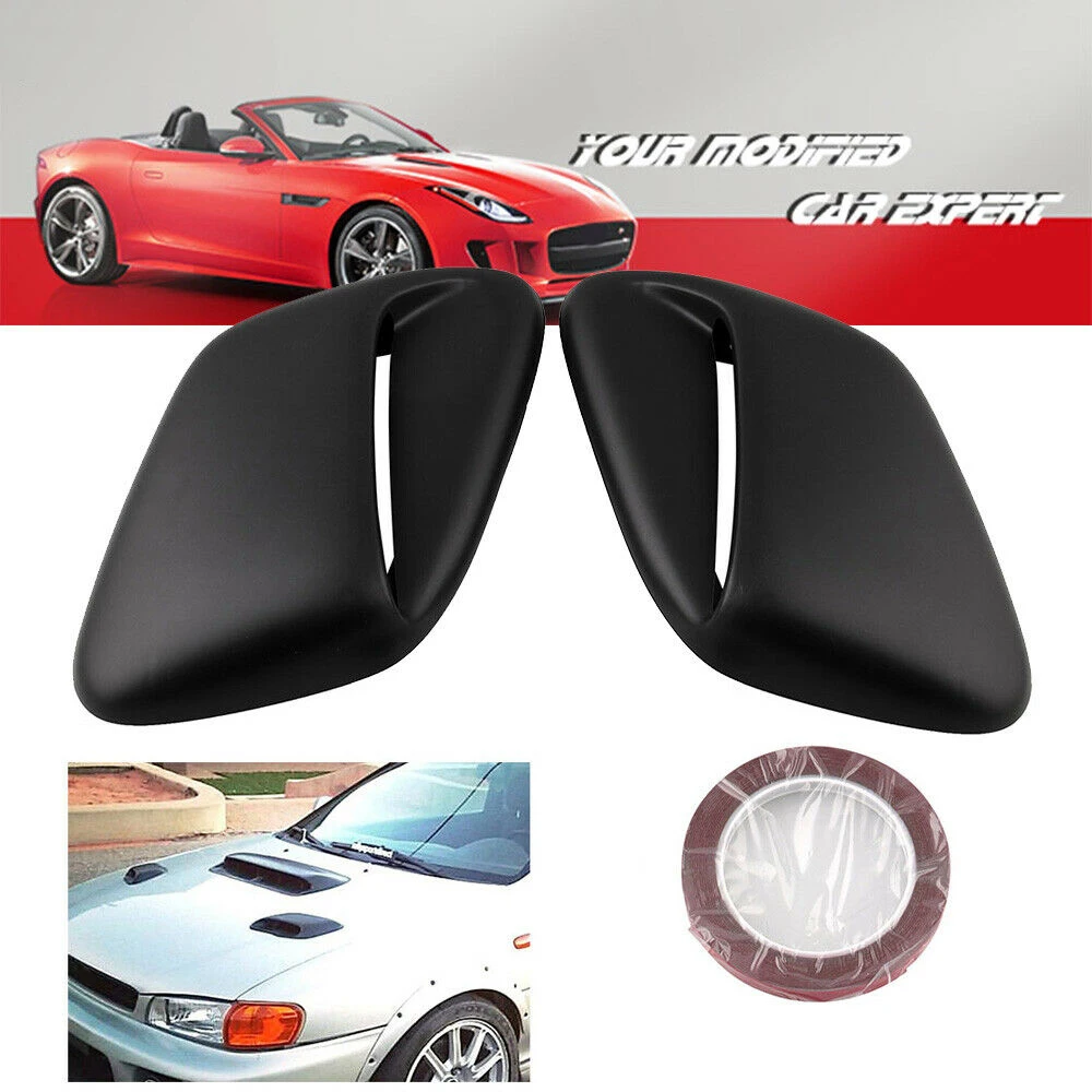 

1 Pair of Car Hood vent trim Accessory Decorative ABS Parts Black For subaru STi WRX 2.5RS Exterior For subaru GC8 Durable