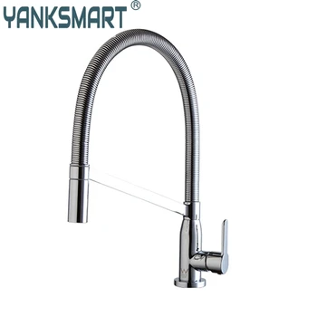 

Kitchen swivel 360 New arrival soild brass polished chrome Solid Brass Mixer Sink Tap Pull Out Down 97332W Kitchen Faucet