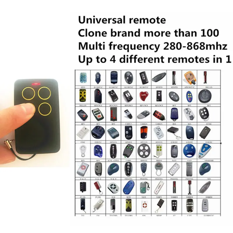 

Universal garage door remote control duplicator universal controller for rolling code and fixed code command 280 to 868mhz