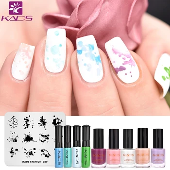 

KADS Ink stains design nail art stamping plate SET Nail Template Plates Template Plates Nail Stamping Plate Polish Stencil