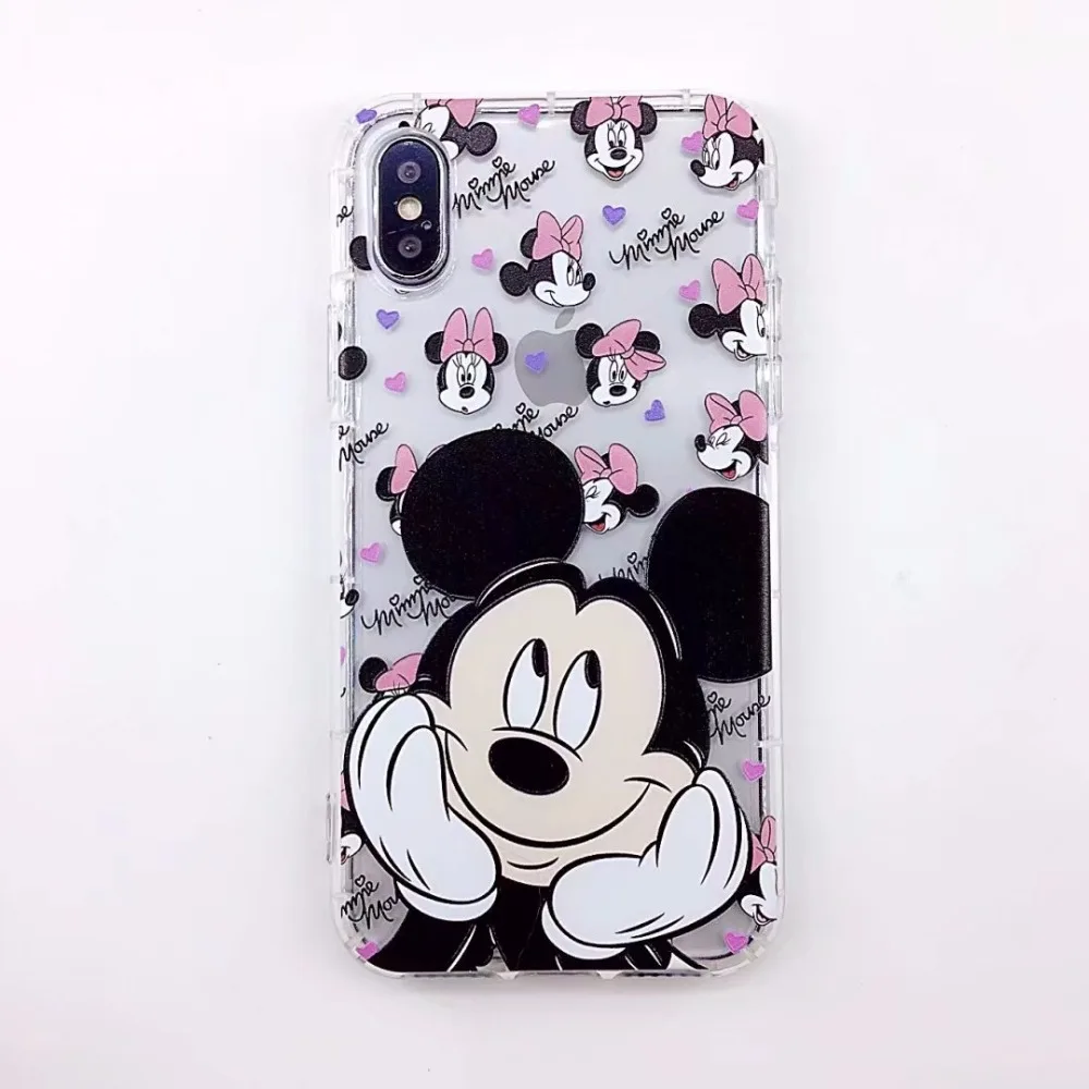 FGHGF 2018 Newest Cute Cartoon Minnie Mickey Mouse Soft Clear Case Cover for IPhone 7 6 8 Plus Rubber Silicone |