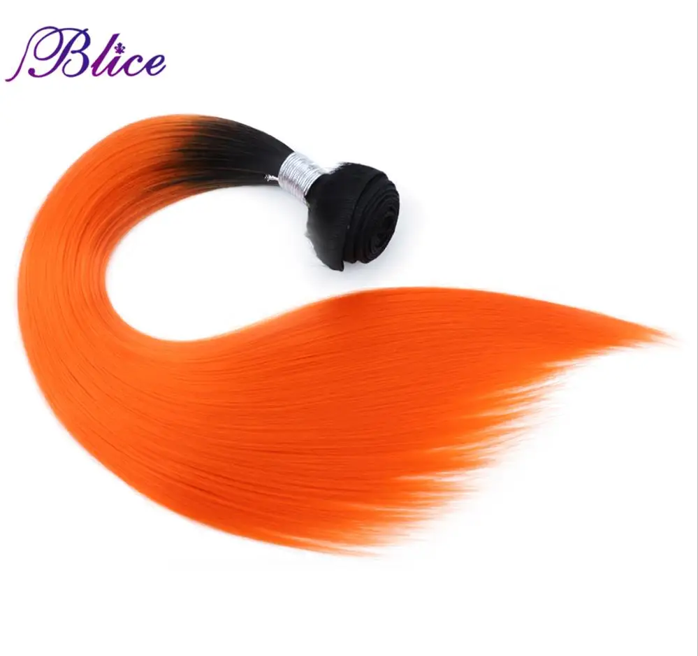 Blice Синтетические прямые волосы для плетения, цветные, 18-24 дюйма, термостойкие волосы для наращивания, три пряди для женщин - Цвет: 1B Orange