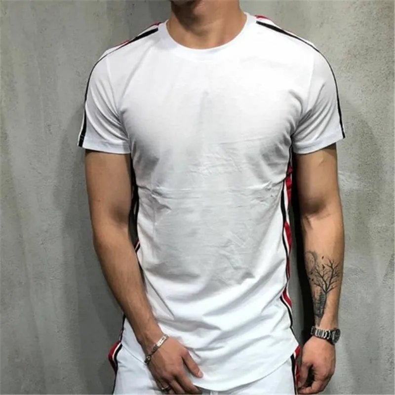 

2019 Men Summer New Cotton Casual Fashion t shirt Male Gyms Fitness O-Neck Moisture Absorption Short sleeve Tees Tops Clothes