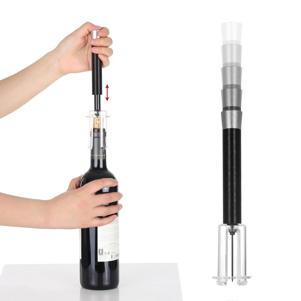 New Pump Air Pressure Wine Bottle Opener Corkcrew with Foil Cutter Red