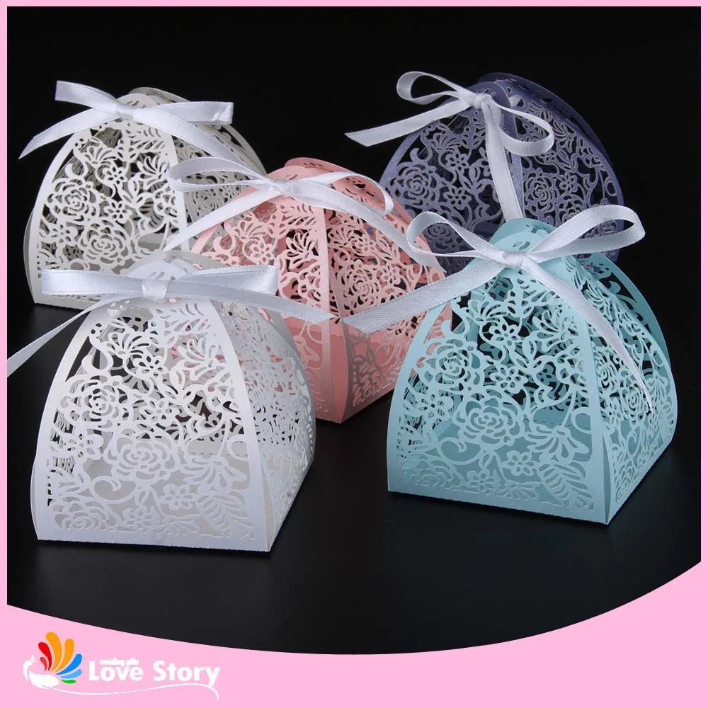 

50pcs Rose flower Laser Cutting Candy Box Wedding Favors And Gifts Party Supplies Wedding Decorations Party Supplies