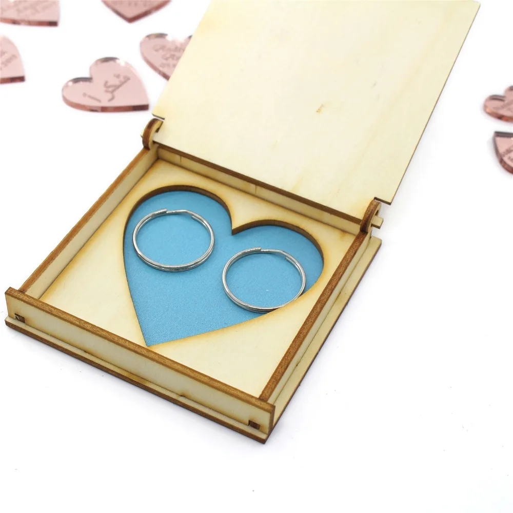 Персонализированные рустикальная свадьба деревянная коробочка для колец Держатель своими руками на имена и дата обручальное кольцо деревянный ящик