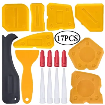 

17 Pieces Caulking Tool Kit Silicone Sealant Finishing Tool Grout Scraper Caulk Remover and Caulk Nozzle and Caulk Caps