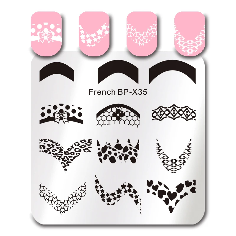 

BORN PRETTY Nail Art Printing Template Plate Gel Polish Tips DIY Stamping Drawing 3D Image Transfer Guide Stencil Print BP-X35