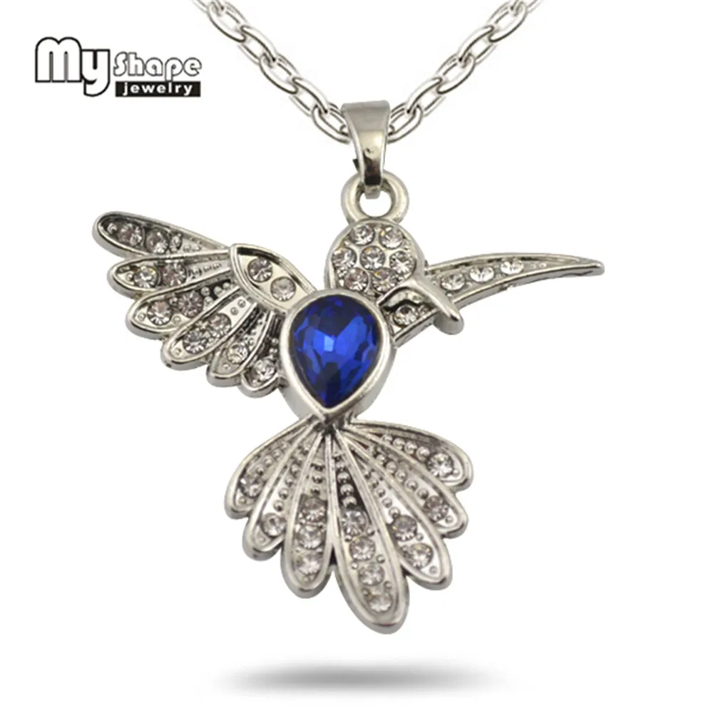 

my shape Ocean necklace Blue Crystal Stone Hummingbird bird Charm&Pendant endless jewelry charms jewelry findings components