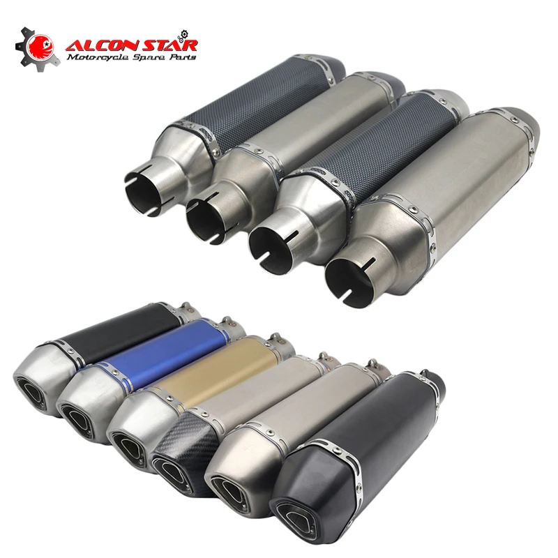 

Alconstar 51mm Universal Motorcycle Exhaust Escape Muffler Pipe Slip On For CBR125 CB750F NC700S/X YZF-R1 MT07/MT09 KTM