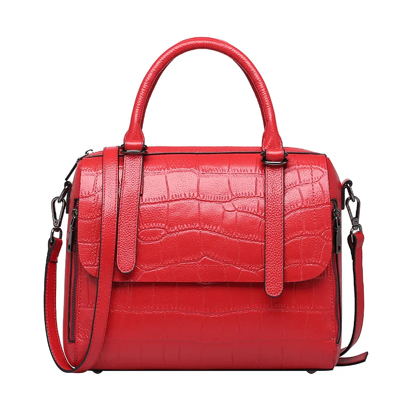 HMILY женская сумка из натуральной кожи, сумка-мессенджер с каменным узором, женская сумка на плечо в европейском стиле, женская сумка ярких цветов - Цвет: red