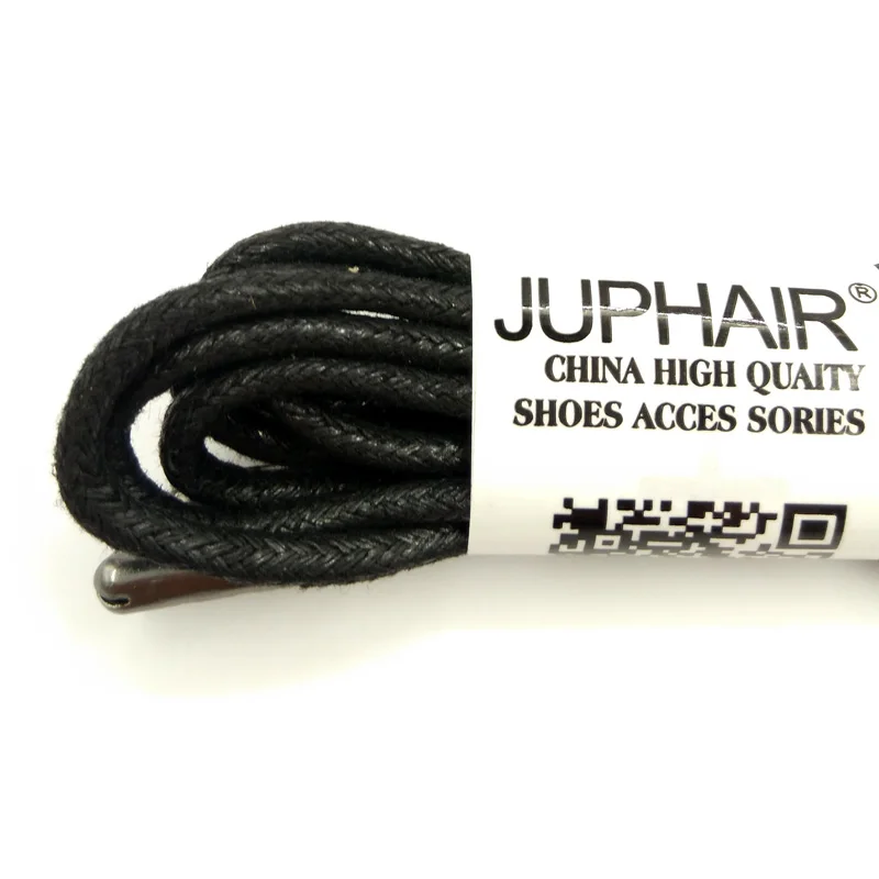 1-12 Pairs Black Boy High Quality Unise Laces Waxed Round Shoelaces Sneaker Solid Polyester Twisted Shoes Metal Head Shoelaces