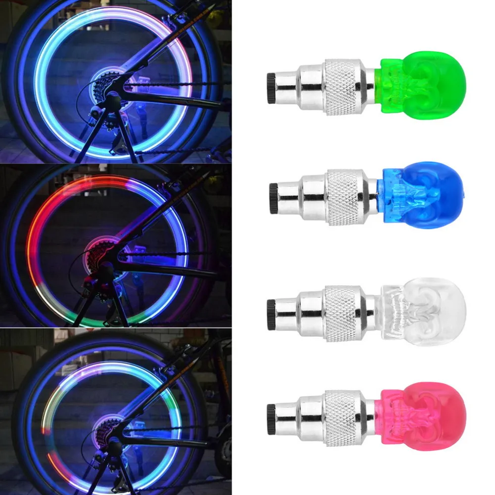 Excellent Wholesale1 pcs Skull Shape Valve Cap LED Light Wheel Tyre Lamp for Car Motorbike Bike 18