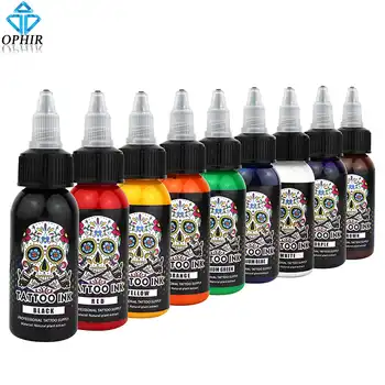 OPHIR 9 Colors 30ml/bottle Professional Permanent Tattoo Ink Pigment High Quality Body Tattoo Art Colors Body Art _TA058