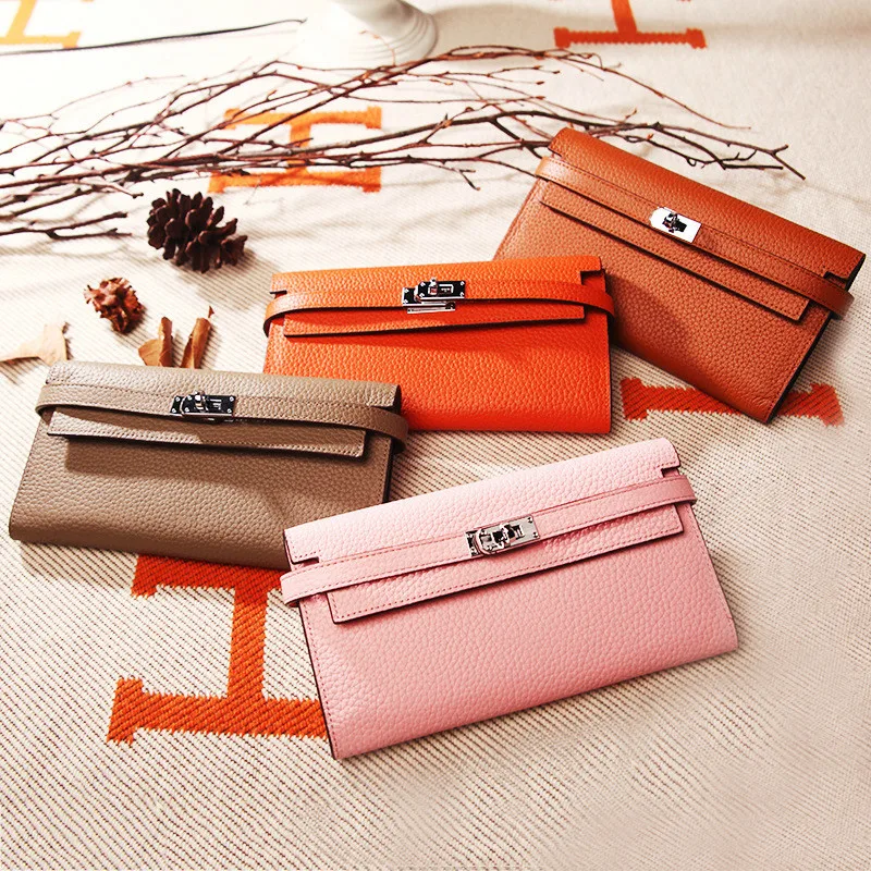 

Famous Togo Cow Genuine Leather Fashion Wallet Brand Women's Money Long Luxury Ladies Purse High Capacity Change Card Holders