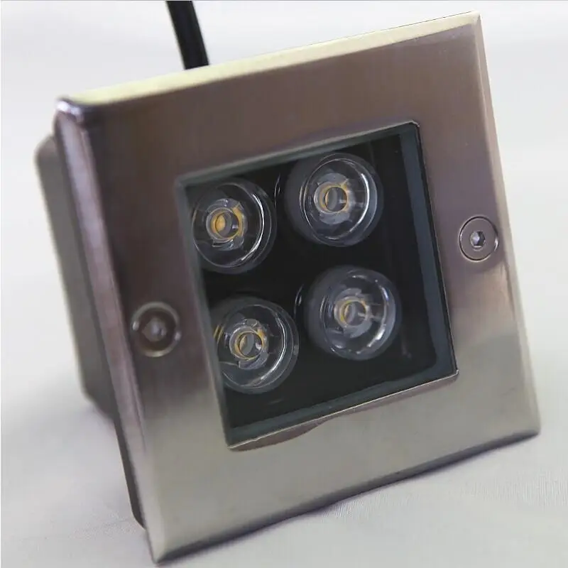 Подземный свет квадратный 4*2 Вт 8 Высокая мощность LED красный зеленый синий