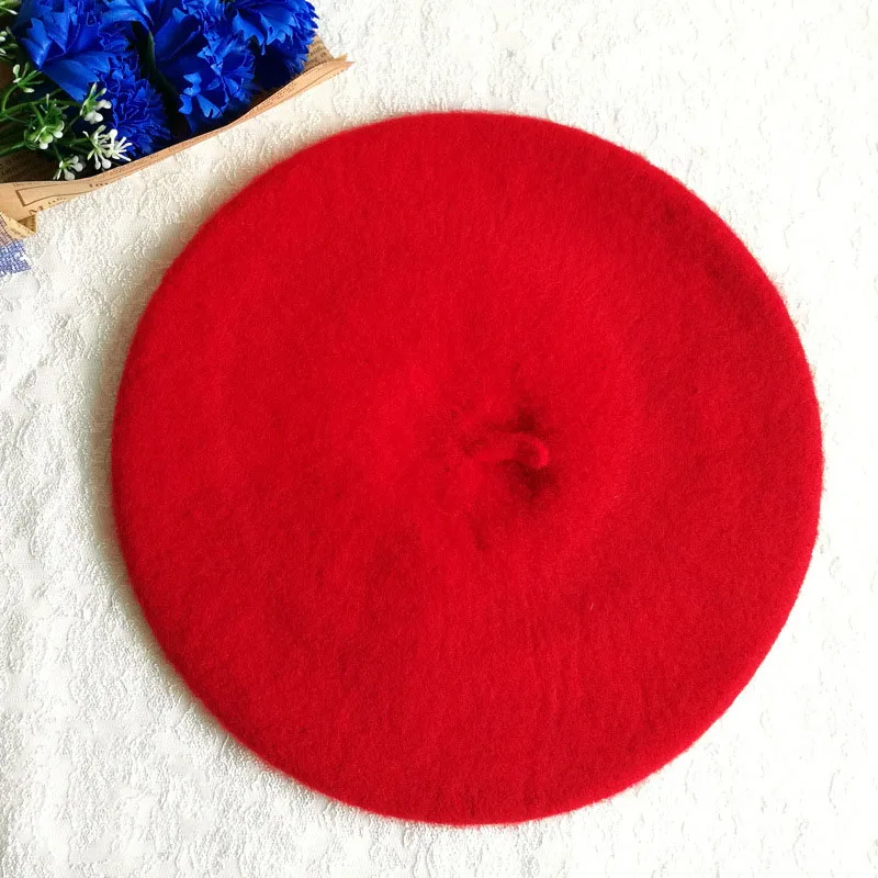 Модный детский теплый берет унисекс из искусственной шерсти, шапка бини, осенне-зимние шапки, подарок NGD88 - Цвет: Красный