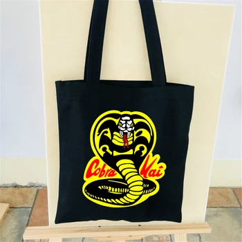 

Cobra Kai Bag Canvas Tote 2018 U.S. drama Cobra Kai No mercy Shoulder Bag Female Shopping Man Shoulder High Quality Bag