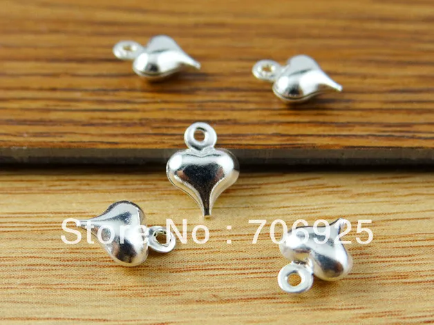 

10x9mm Silver Brass Heart Charm 200pieces/lot