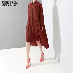 SuperAen темпераментное Платье женское модное Повседневное платье женское корейский стиль точка женская рубашка платье Весна Новый 2019