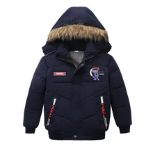 Winter Warm Thicken Fur Collar Child Coat Children Outerwear Windproof Fleece Liner Baby Girls Boys Jackets For 90-110cm girls winter coat faux fox fur liner jackets toddlers children s outerwear baby girl thicken warm coat parkas for boys coat