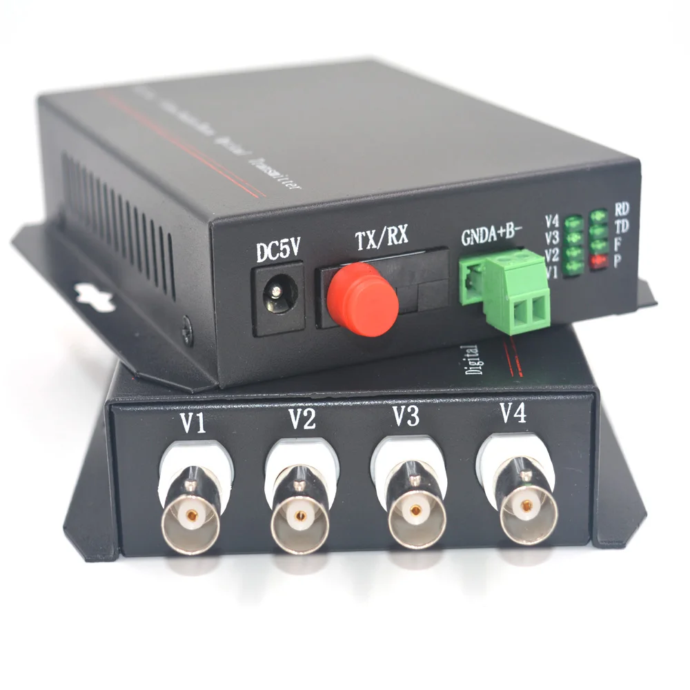  4CH Video Fiber optic Media Converter (Tx / Rx) - Multi mode 2Km Transmitter Receiver for Security  - 32841880714