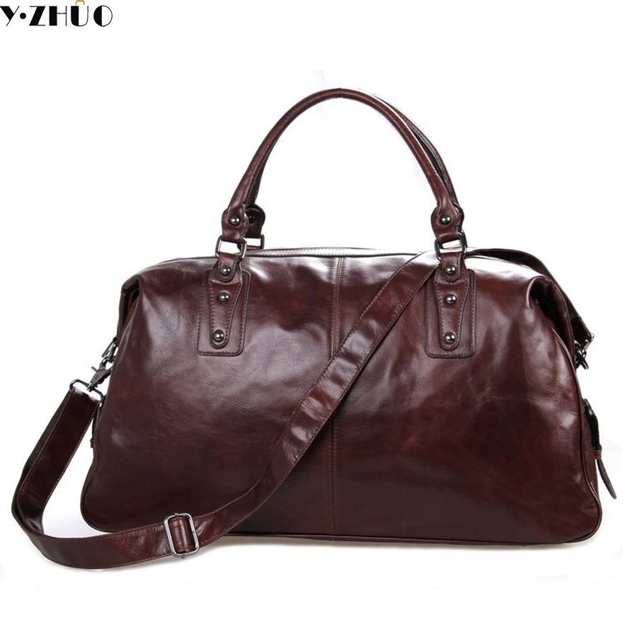

really cowhide genuine leather man bags large capacity men travel luggage bag vintage men shoulder crossbody duffel bags