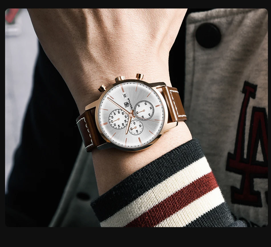 BENYAR мужские часы повседневные модные водонепроницаемые часы мужские лучшие брендовые Новые Роскошные Кварцевые наручные часы с хронографом zegarek meski