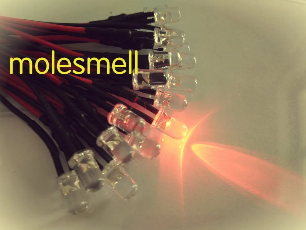 

1000pcs 5mm 12v Red Water clear round LED Lamp Light Set Pre-Wired 5mm red 12V DC PreWired led