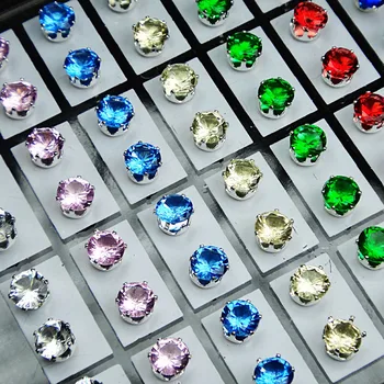 

72pcs Mix Color Cubic Zirconia Stainless Steel Fashion Stud Earrings for Womens Mens Wholesale Jewelry Lots A-481