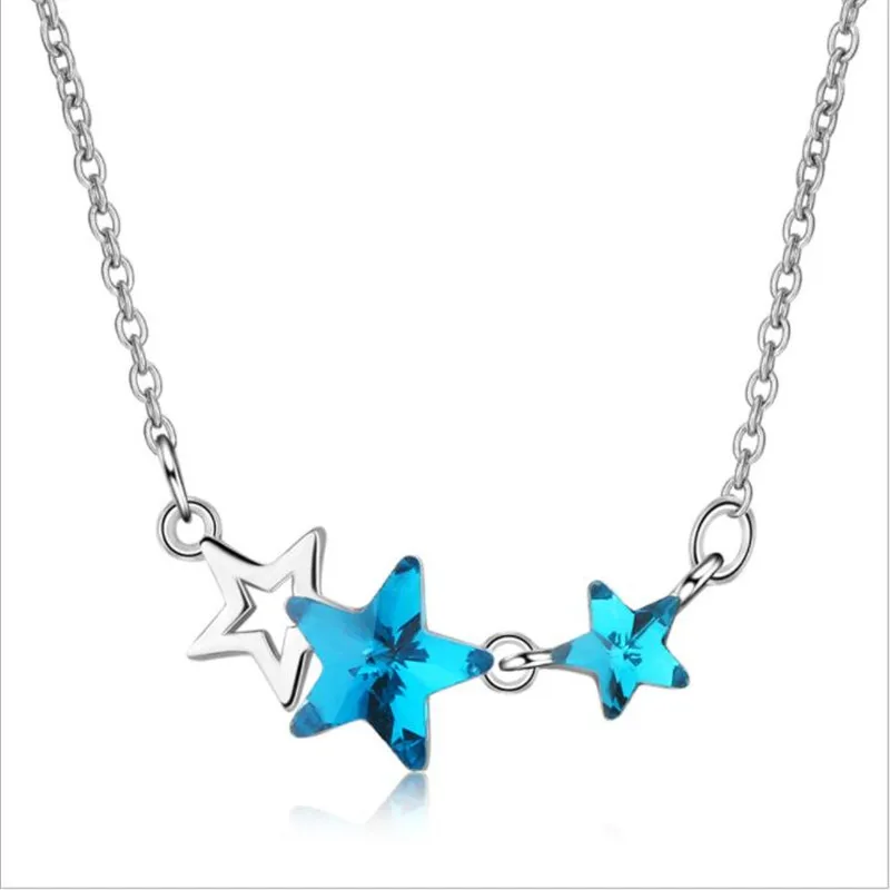 Women/'s 925 sterling silver small crystal star Pendant Necklace jewelry Charms!
