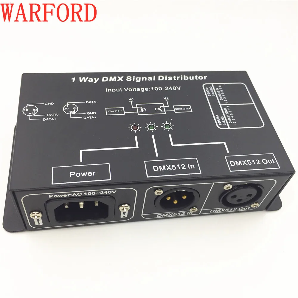 

DMX121 AC 100V-240V DMX LED amplifier Splitter DMX signal repeater 1CH 1 output port DMX signal distributor 1Channel DMX output