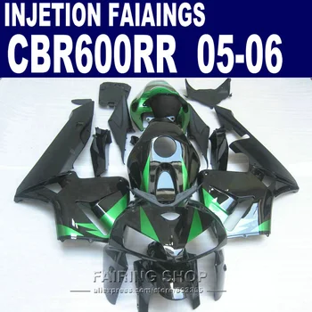 

CBR 600 RR 05 06 Fairings For Honda ( Black Green) cbr600rr 2005 2006 Injection 100%suit Fairing kit l96