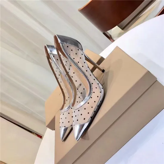 2018 New Sexy Lace Mesh Leather Patch Women Pumps High Heels Rose Gold Gladiator Sandals Women Wedding Shoes Woman Zapatos Mujer (10)