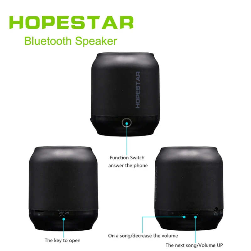 HOPESTAR H8 Мини Bluetooth динамик Портативный беспроводной бас стерео MP3 плеер Поддержка USB TF AUX FM handfree для телефона компьютера