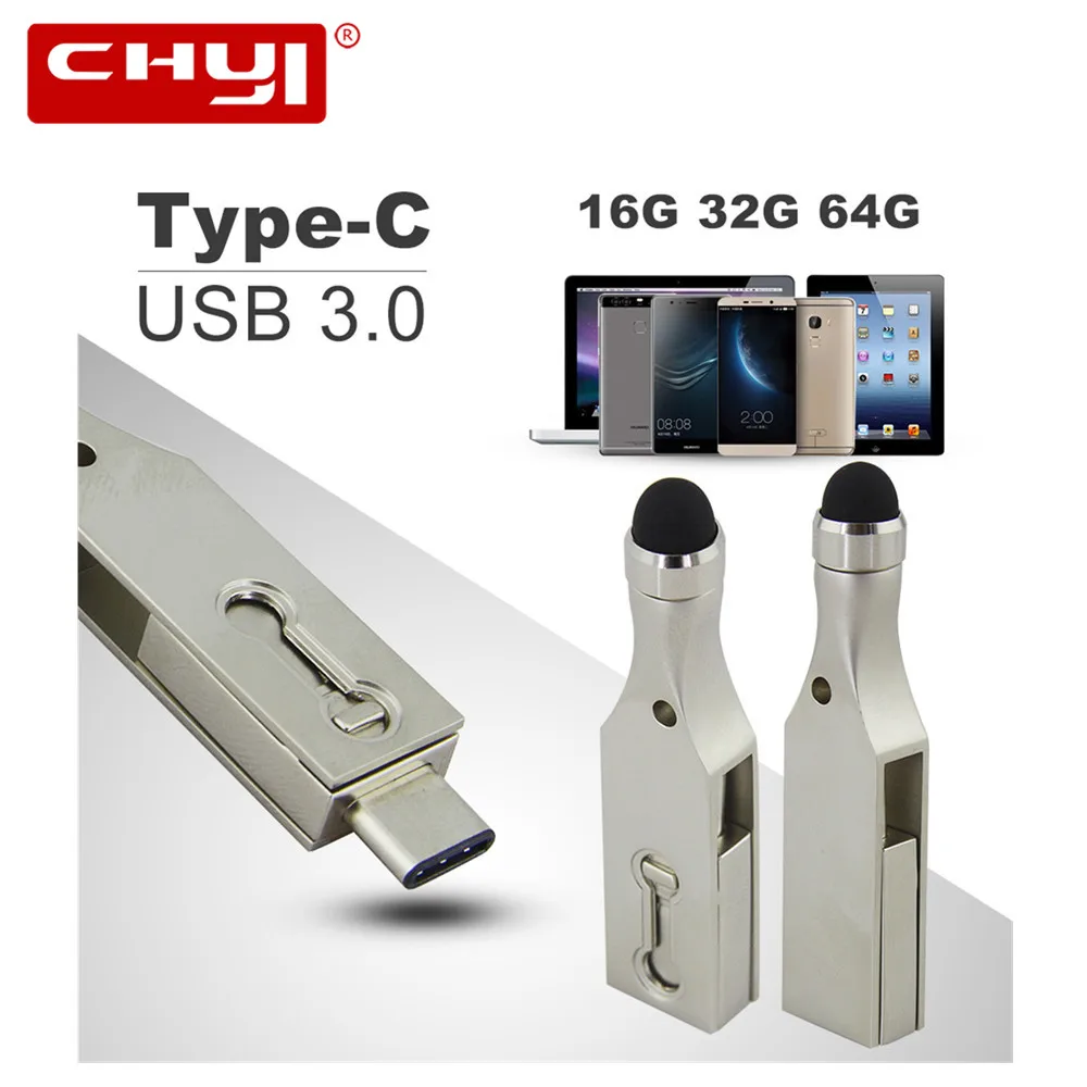 3 in 1 Metal USB Flash Drive 64GB Type C 3.1 Flash Drive 32GB High