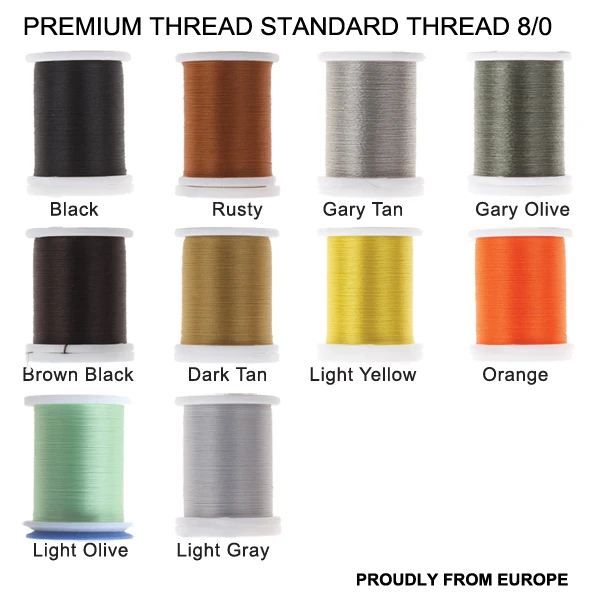 Супер реалистичная стандартная нить 3/0, 6/0, 8/0, витая нить, нить для тела, материал для завязывания мушек из Европы - Цвет: Standard Thread 8-0