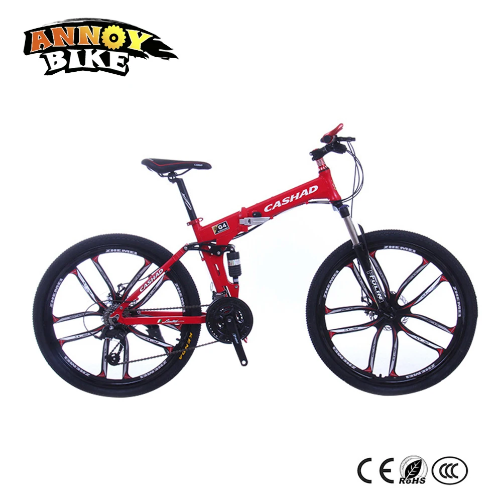 26 inch Aluminum alloy 21/24/27 speed Double disc brake bicycle Double shock absorption Oil spring fork Folding mountain bike 26 inch Aluminum alloy 21/24/27 speed Double disc brake bicycle Double shock absorption Oil spring fork Folding mountain bike