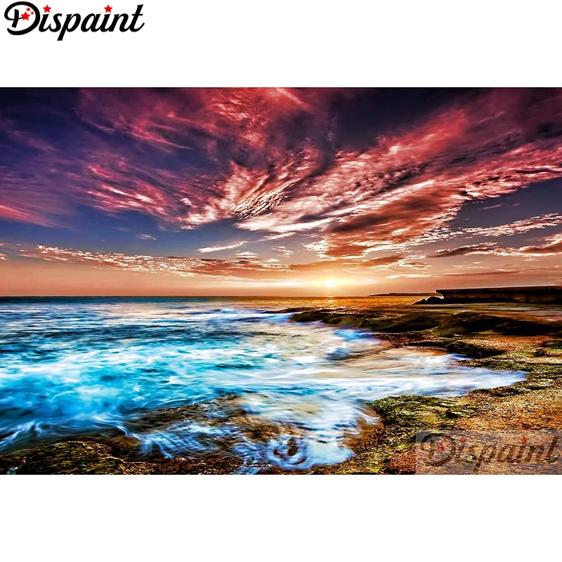 

Dispaint Full Square/Round Drill 5D DIY Diamond Painting "Seaside scenery" 3D Embroidery Cross Stitch Home Decor Gift A12554