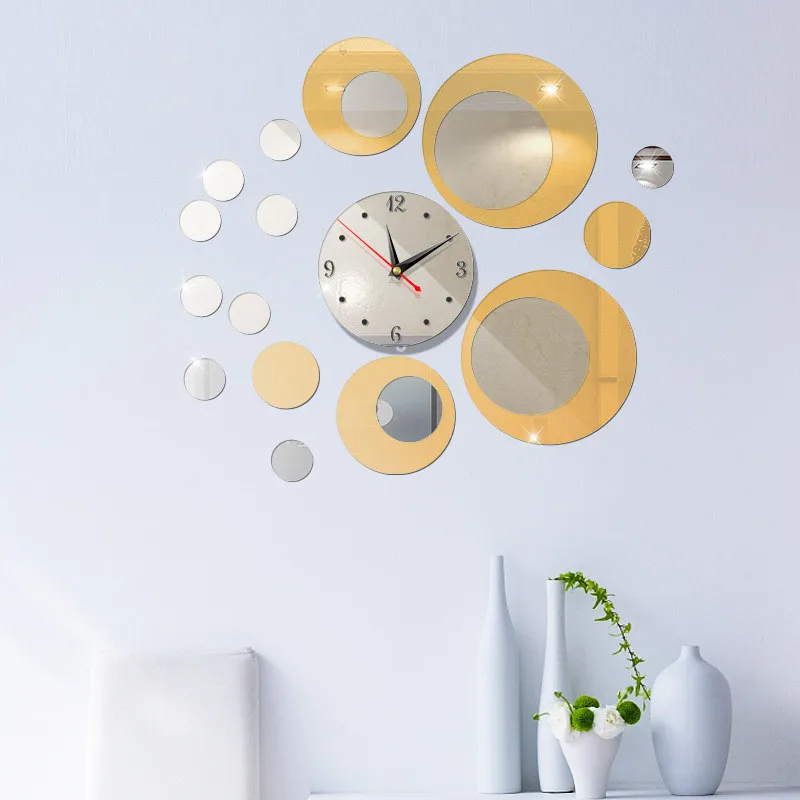 3D new large Modern Home DIY Wall Clock Mirror Circle Clock for Living Room Bedroom Decoration silent self adhesive sticker klok (3)