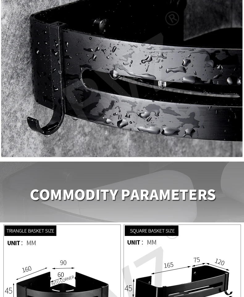 Полки для ванной комнаты, Алюминиевые черные аксессуары для ванной комнаты, корзина для душа, угловые полки для кухни, держатель для шампуня для ванной