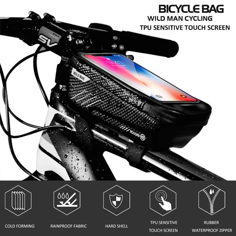 Водонепроницаемая передняя велосипедная сумка с сенсорным экраном MTB велосипедная трубчатая рамка сумка для телефона велосипедные аксессуары
